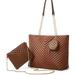 Sasimo Textured Structured Tote Bag With Pouch-picture-44