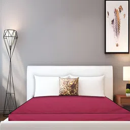Stylista Maroon Cotton Water Resistant Elastic Strap Mattress Protector-image-97