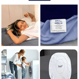 GADDA CO Blue Terry Cotton Elastic Fitted Breathable Mattress Protector image 2