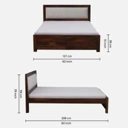 woodsworth from pepperfry Segur Sheesham Wood Queen Size Bed In Provincial Teak Finish image 2