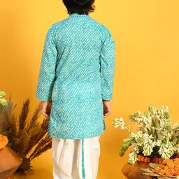 SAKA DESIGNS Boys Bandhani Printed Angrakha Pure Cotton Kurta with Dhoti Pants image 3
