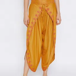 Bitterlime Women Mustard & Pink Printed Dhoti Pants-image-15