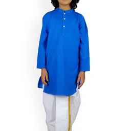 Sethukrishna Boys Blue Pure Cotton Kurta with Dhoti Pants-picture-19