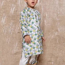 Aj DEZInES Boys Geometric Printed Pure Cotton Straight Kurta With Dhoti Pants image 2