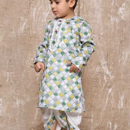 Aj DEZInES Boys Geometric Printed Pure Cotton Straight Kurta With Dhoti Pants image 3
