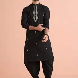 KISAH Floral Embroidered Regular Thread Work Kurta With Dhoti Pants-picture-11