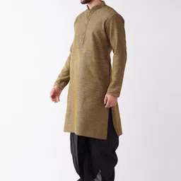 VASTRAMAY Woven Design Mandarin Collar Straight Kurta With Dhotipants image 5