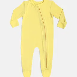 Softsens Kids Yellow Solid Bamboo Sleepsuit-image-10