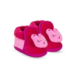 BAESD Infants Rabbit Face Detailed Velvet Booties image 2
