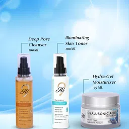 Hi9 Set Of 3 Deep Pore Cleanser, Hydra-Gel Moisturizer & Illuminating Skin Toner image 2