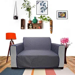 Navy Blue Solids Polyester 2 Seater Sofa Cover by Dream Care image 2