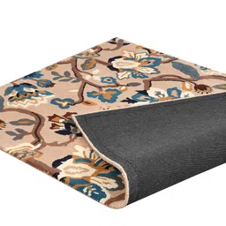 presto Beige Floral Wool 5 ft x 7 ft Hand Tufted Carpet image 5