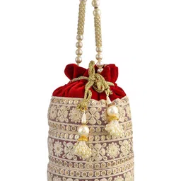 Kuber Industries Embellished Embroidered Potli Clutch image 2
