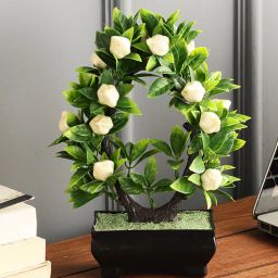 foliyaj Plastic Green U Shaped Garlic Artificial Plants-picture-7