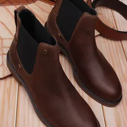 EZOK Men Brown Leather Chelsea Boots image 1