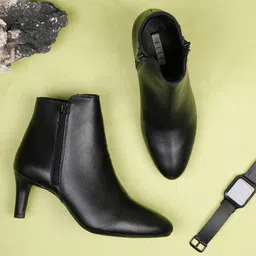 ELLE Women Solid Leather Ankle Boots-picture-11