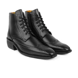 Bxxy Men Perforated Block-Heeled Brogue Elevator Boots image 3