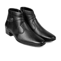 Bxxy Men Mid Top Block Heel Elevator Formal Boots With Buckle Detail image 3