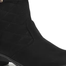 TRASE Women Black Solid Heeled Boots image 3