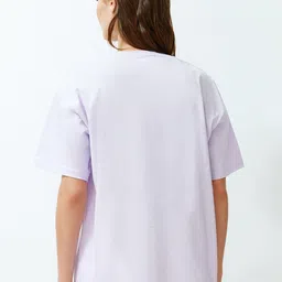 Trendyol Round Neck Typography Printed Extended Sleeves Cotton T-shirt image 4