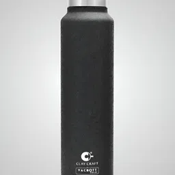CLAY CRAFT Black Silver-Toned Brand Logo Single Wall Water Bottle 1l image 1