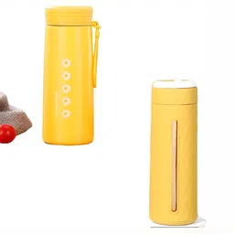 WELOUR Yellow 2 Pcs Glass Water Bottles 400 ml-image-71