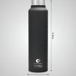 CLAY CRAFT Black Silver-Toned Brand Logo Single Wall Water Bottle 1l image 2