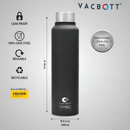 CLAY CRAFT Black Silver-Toned Brand Logo Single Wall Water Bottle 1l image 3