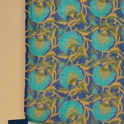 RANGMANCH BY PANTALOONS Women Teal Floral Printed Pure Cotton Kurti with Trousers & With Dupatta image 4