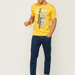 Bossini Men Yellow Typography Printed 100% Cotton T-shirt image 3
