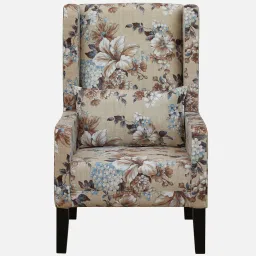 globally indian Fabric Wing Chair In Cream Colour image 3