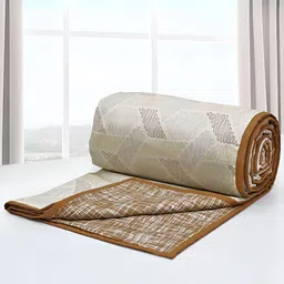 Aurave Brown & Mustard Geometric Cotton AC Room 150 GSM Double Bed Dohar-picture-15
