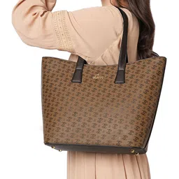 Lavie Brand Logo Printed Harper Oversized Structured Shoulder Bag image 1