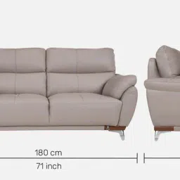 durian Perry Leather 2 Seater In Grey Colour image 2