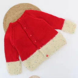 Woonie Unisex Kids Red & Cream-Coloured Cardigan-picture-17