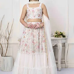 Ethnovog Embroidered Thread Work Ready to Wear Lehenga & Blouse With Dupatta image 1