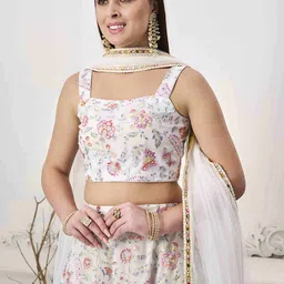 Ethnovog Embroidered Thread Work Ready to Wear Lehenga & Blouse With Dupatta image 2