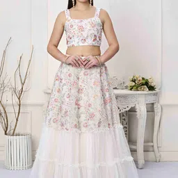 Ethnovog Embroidered Thread Work Ready to Wear Lehenga & Blouse With Dupatta image 5