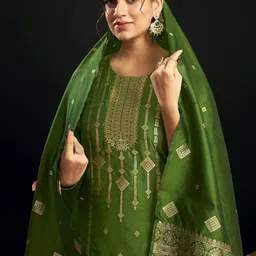KALINI Women Ethnic Motifs Regular Kurta with Trousers & With Dupatta image 5