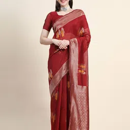 HERE&NOW Woven Design Zari Silk Blend Saree-picture-37