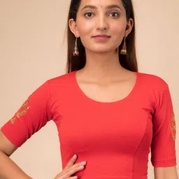 Bindigasm's Advi Embroidered Stretchable Slip On Saree Blouse image 4