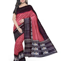 Florence Peach & Black Kalamkari Silk Blend Saree-picture-10