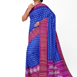 KALINI Women  Blue & Pink Kalamkari Silk Blend  Bhagalpuri Saree image 2