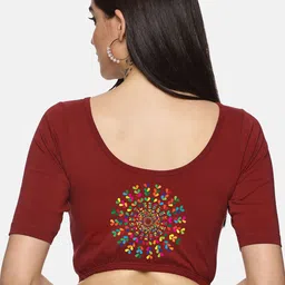 NOT YET by us Printed Stretchable Saree Blouse-picture-28