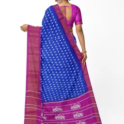 KALINI Women  Blue & Pink Kalamkari Silk Blend  Bhagalpuri Saree image 3