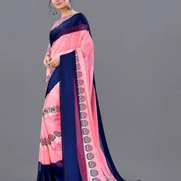 Sitanjali Floral Printed Satin Saree image 3