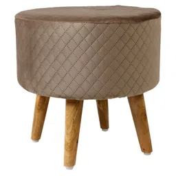 Shadowkart Brown Checked Velvet Pouffe Sitting Ottomans image 4