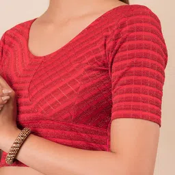 Bindigasm's Advi Woven Design Stretchable Jacquard Saree Blouse image 4