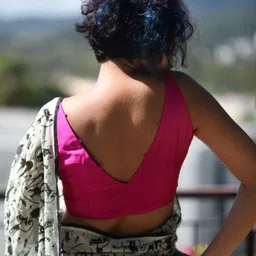 Suta Women Pink Solid Saree Blouse image 4