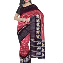 Florence Peach & Black Kalamkari Silk Blend Saree image 2